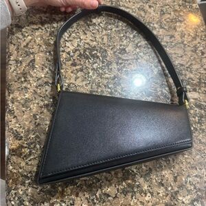 Aupen asymmetrical vegan leather shoulder bag